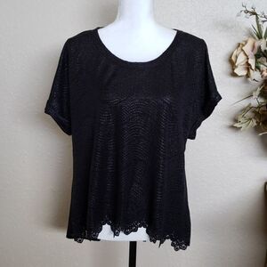 Miss Me Foil Laser Cut Hem Blouse